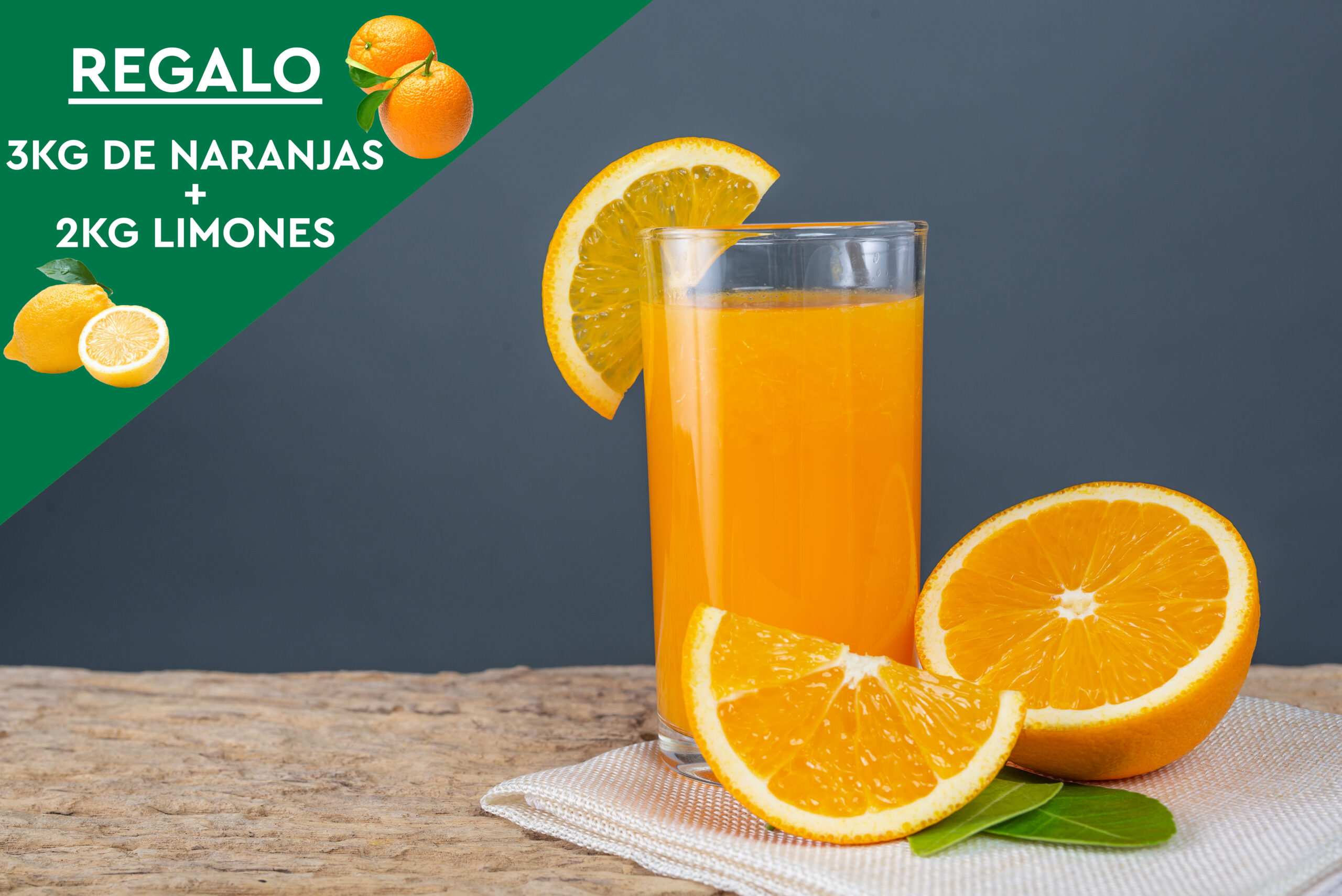 10Kg. Naranjas de Zumo + 5kg de REGALO (3Kg. de Naranjas + 2Kg. de Limones)